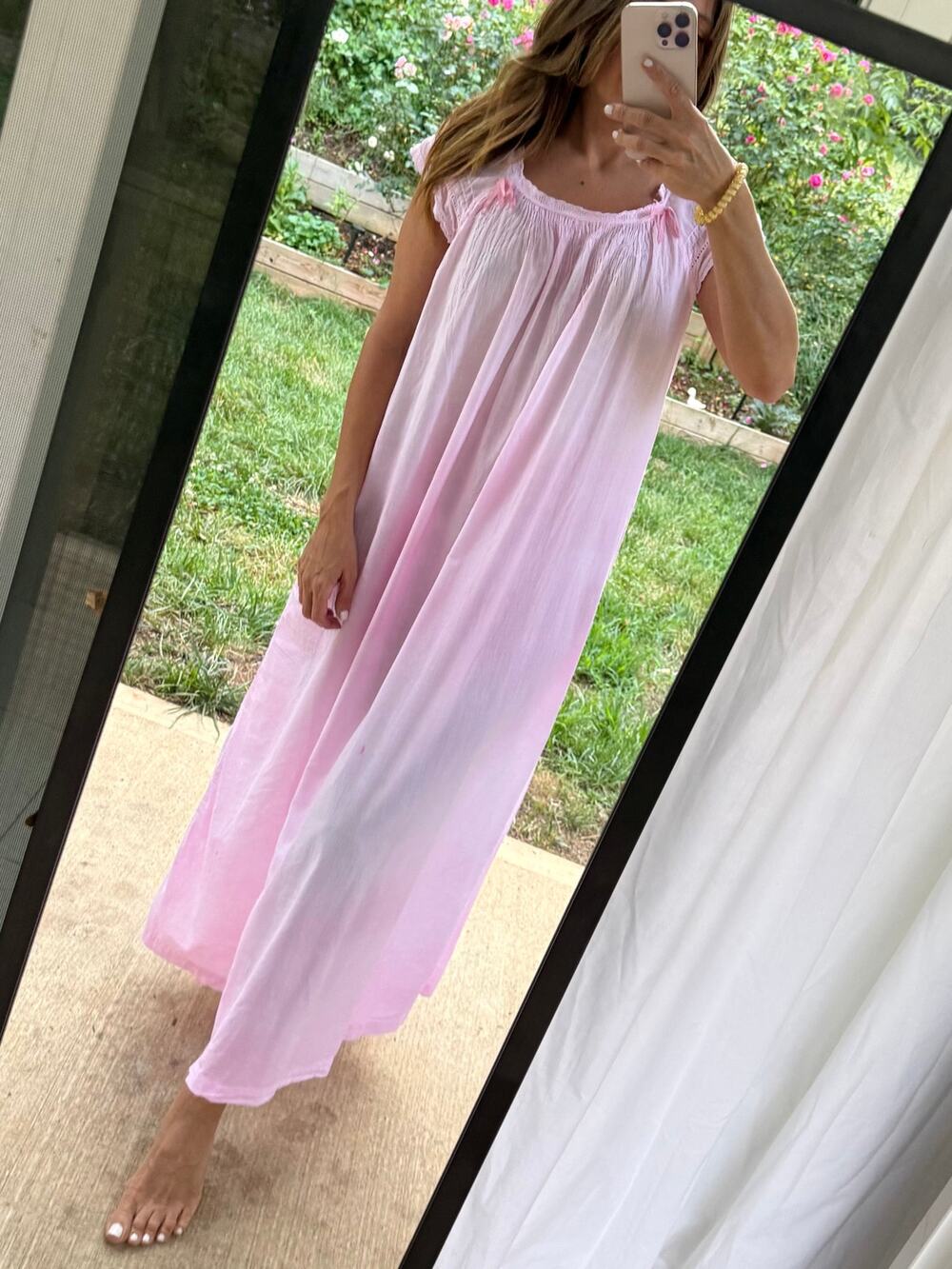 Hand-Dyed Pink Heirloom Cotton Nightgown | Iwana